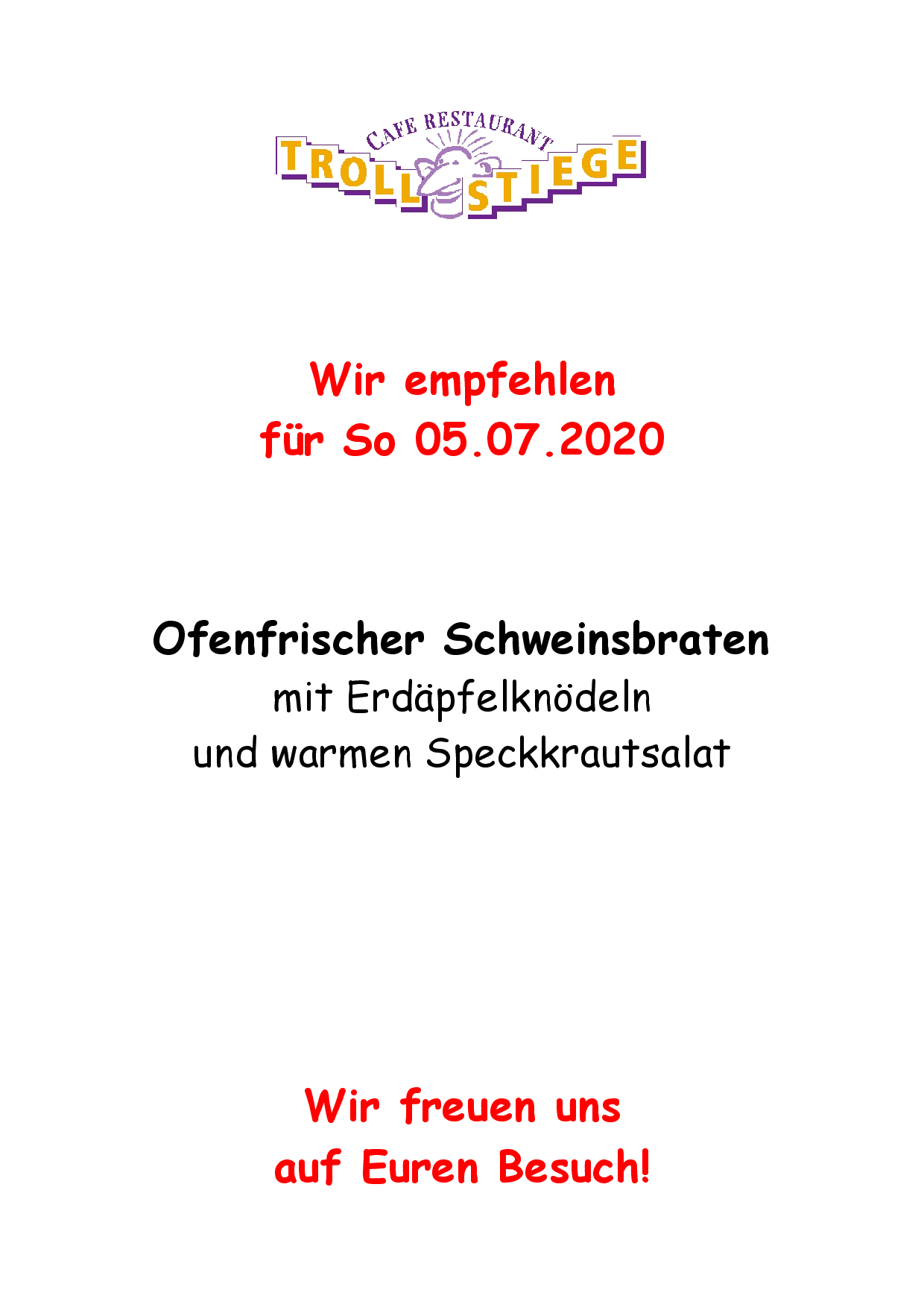 Wir empfehlen Schweinsbraten