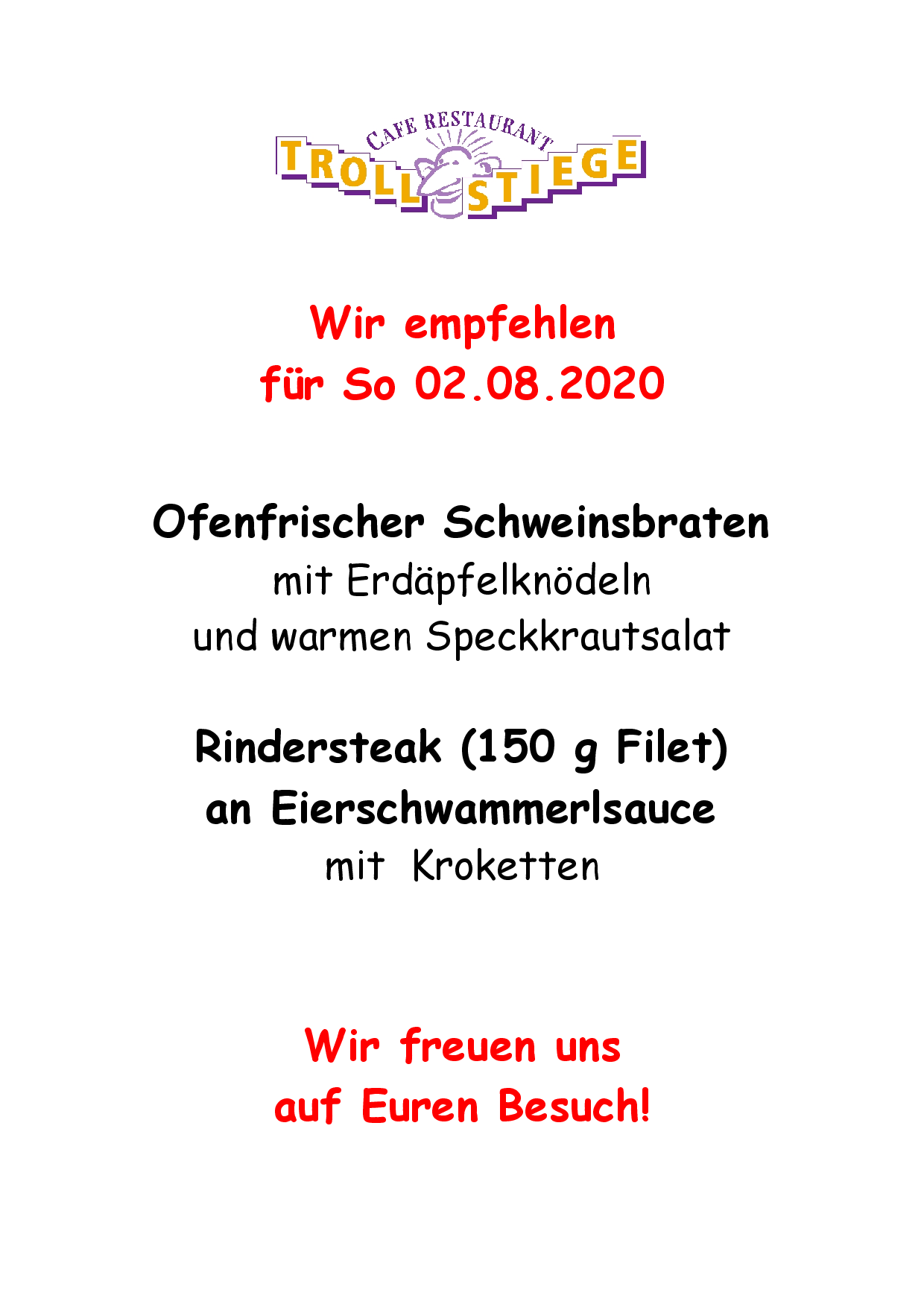 Wir empfehlen für So 02.08.2020